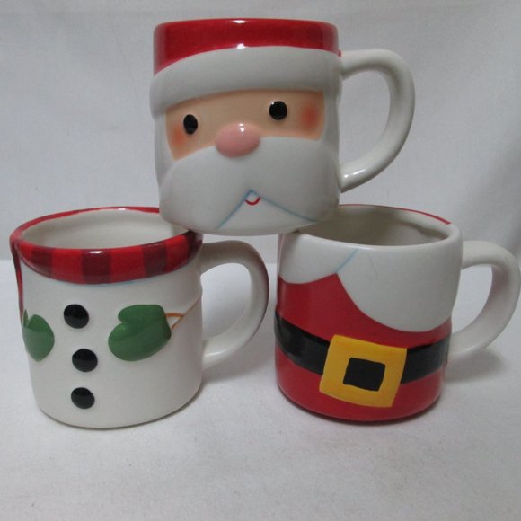 Hallmark Santa Christmas Snowman Mug Cup Set 3 Holidays - Picture 1 of 12